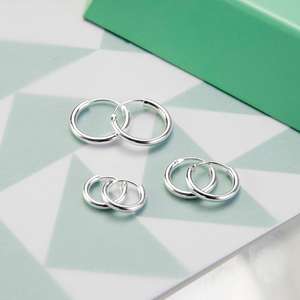 Ensemble de boucles d'oreilles pendantes en argent sterling de trois tailles différentes 12mm 14mm 16mm 1.8mm d'épaisseur Cadeau de mariage Super Saver Pack - Product Image 5