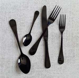 Ensemble de couverts en acier inoxydable noir, design élégant et moderne, vaisselle de cuisine, vaisselle de table, articles de service, qualité hôtelière - Product Image 6