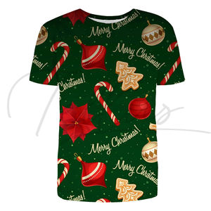 <b>Christmas</b> Holiday Formal Custom Short-Sleeved Crew-Neck <b>T</b>-<b>Shirts</b> Polyester/Cotton High Quality Breathable Wholesale - Product Image 3