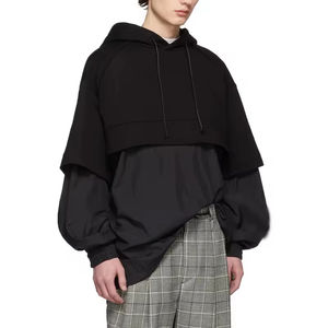 เสื้อฮู้ดผ้าหนาสีดำขนาดใหญ่400 GSM เสื้อฮู้ดแบบสวมหัวปรับแต่งได้พิมพ์โลโก้และกราฟิก - Product Image 2