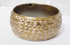 Bracciale di Lusso in Rame con Borchie per Donne, Elegante Motivo a Puntini Dorati in Rilievo, Bracciale a Polsino Trendy, <span class=keywords><strong>Artigianato</strong></span> <span class=keywords><strong>Etnico</strong></span> in Metallo - Product Image 5