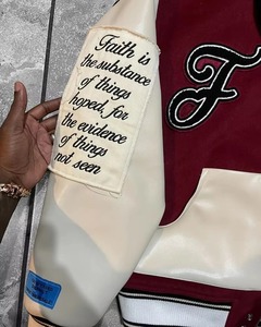 Blouson Homme en Cuir Double Couche Style Letterman, Coupe-Vent Printemps, Fermeture Éclair, Logo Brodé Personnalisé, Motif Tête de Mort - Product Image 3