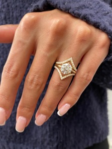 Anillo de Compromiso Solitario con Diamante Cultivado en Laboratorio con Certificación IGI VVS, Popular, con Banda de Pavé a Juego, Joyería de Oro de 14k a Bajo Precio - Product Image 3