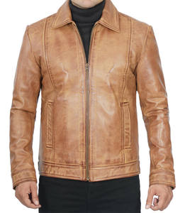 Manches longues Zip Up hommes hiver nouvelle mode couleur unie vestes en cuir pour hommes - Product Image 3