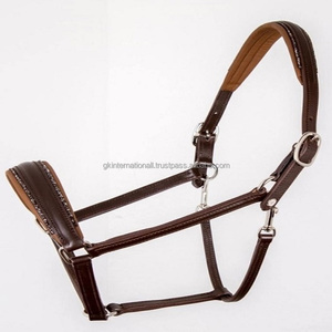 Equestrian Horse Riding Products Genuine Leather Horse <b>Halter</b> in Black Brown or Tan Finish Premium Leather Padded Horse <b>Halter</b> - Product Image 3