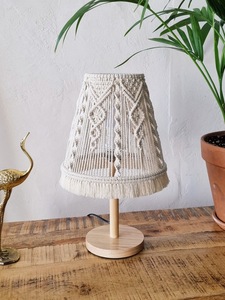 100% cuerda de algodón estilo macramé hecho a mano suave Pantalla de Lámpara diseño bohemio con tela para relámpagos - Product Image 4
