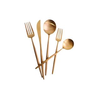 Ensemble de couverts en acier inoxydable de style moderne en or rose, finition de luxe, vaisselle pour la maison, l'hôtel et les fêtes - Product Image 1
