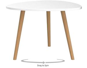 Mesa de centro redonda brillante moderna de madera maciza para uso doméstico muebles de sala de estar con patas sólidas - Product Image 4
