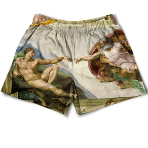 กางเกงขาสั้นลำลองสำหรับฤดูร้อนแบบ unisex ขายดี ผ้าตาข่าย โพลีเอสเตอร์ 100% ปิดด้วยเชือกผูก กันน้ำ ขนาดสั่งทำได้ แห้งเร็ว ระบายอากาศดี สีพื้น - Product Image 4