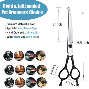 กรรไกรตัดแต่งขนกระจกสำหรับสัตว์เลี้ยงที่เหลือให้ละเอียดเป็นสองเท่าที่จับสีดำ - Product Image 2