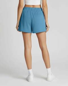 Shorts pour femmes respirants avec logo brodé personnalisé, taille élastique à bouton, coupe ajustée, style sportif, tissu Oxford 100% coton - Product Image 3