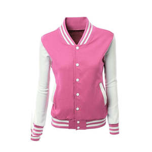 Veste de baseball en molleton doublée de polaire personnalisée pour femmes de haute qualité, unie, respirante, avec logo brodé, professionnelle - Product Image 1