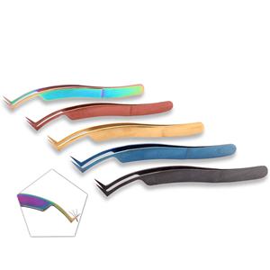 Juego de pinzas para pestañas de acero inoxidable de alta calidad, logotipo personalizado, Color, superventas, venta al por mayor, para pestañas voluminosas, Punta puntiaguda - Product Image 2