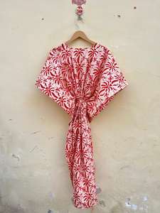 Indian Handmade 100% Cotton Kfatan Dress <b>Women</b> Floral Robe Casual Sleepwear Summer Spring Autumn Winter Beach Vacations Smooth - Product Image 5