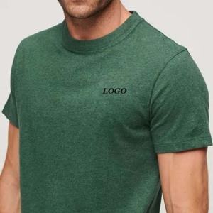 T-shirt unisexe en coton 100% à col rond uni, couleur unie, vente chaude de l'été, logo personnalisé, vert marine, 220 GSM, streetwear - Product Image 3