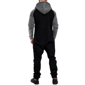 Custom Adult Streetwear Hooded Solid 100% Cotton <b>Fleece</b> Breathable Jumpsuit <b>Onesie</b> Pajama <b>for</b> <b>Men</b> - Product Image 3