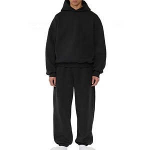 ชุดวอร์มผ้าฝ้ายสำหรับผู้ชายชุดเสื้อผ้า2ชิ้นเสื้อฮู้ดแบบสวมศีรษะโอเวอร์ไซส์ - Product Image 3