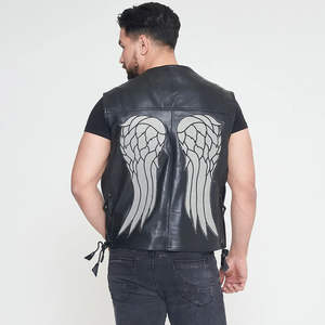 Gilet de motard en cuir résistant pour homme, coupe-vent, vêtements d'extérieur avec fermeture à boutons - Équipement de conduite - Product Image 5
