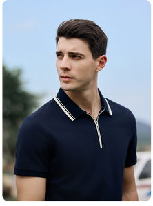 Polo personalizado de golf para hombre de lujo al por mayor, cuello tejido de algodón con cremallera y logotipo personalizado de alta calidad - Product Image 6