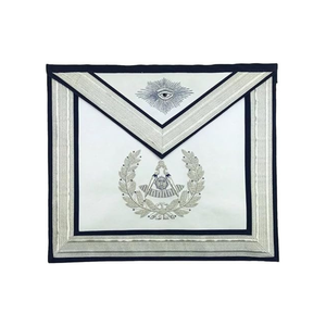 Passé Maître Blue Lodge Tablier Argent Broderie Artisanale - Product Image 4