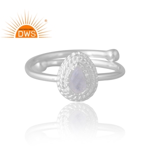 Nuevo diseño de tendencia, anillo de piedras preciosas de piedra lunar arcoíris Natural de plata, fabricante de joyas de diseño personalizado - Product Image 3