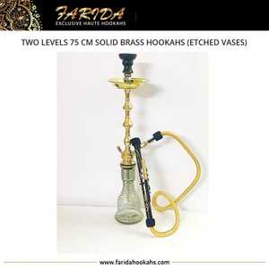 Farida Hookahs egipcio tradicional de latón macizo de lujo de 75 cm grabado de trigo Shisha dos niveles jarrones grabados con espejo decorativos - Product Image 4