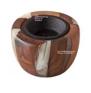Brûleur d'encens en résine époxy de luxe pour le Ramadan avec plateau en bois, porte-bakhoor oud, décoration aromatique pour la maison, diffuseur islamique mubkhar - Product Image 4