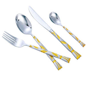 Dîner de style avec 5 couverts en acier inoxydable fabriqués à la main Poignées rétro roses au design américain haut de gamme - Product Image 5