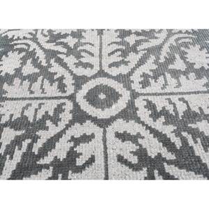 Tapis Savana noué à la main en laine et viscose, motif médaillon gris et noir, pour usage domestique - Modèle SKWV-124 - Product Image 3