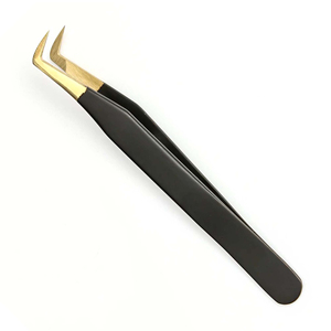 แหนบปลายขนตาปลอมสีดำทอง75 90องศาพร้อมตัวแยกไฟเบอร์ปลายเพชรกล่องบรรจุ - Product Image 6