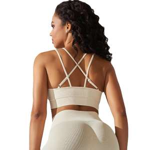 Sujetador deportivo de punto sin costuras para mujer, transpirable, espalda cruzada, Yoga y correr, ropa deportiva ajustada, Sujetador deportivo - Product Image 2