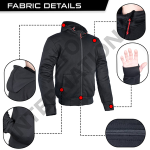 Sudadera Protectora para Motociclistas con Armadura CE, Chaqueta de Motociclismo Forrada con Aramida, Sudadera Reforzada con Kevlar para Hombre - Product Image 3