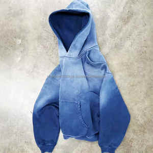 Sudadera con capucha de peso pesado Vintage para hombre, sudadera de algodón térmico de felpa de gran tamaño, diseño bordado, ropa de calle de invierno sólida - Product Image 2