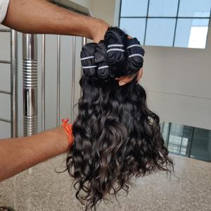 Extensiones de cabello humano virgen indio alineado con cutícula sin procesar 100% paquetes de máquina de trama doble estilo ondulado de cabello vietnamita crudo - Product Image 5
