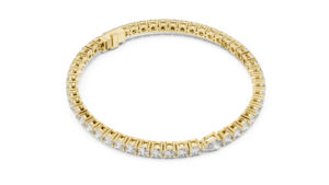 Bracelet de mariage en or blanc 14 carats avec diamant rond de laboratoire pour femme, cadeau de luxe certifié pour mariage ou anniversaire, élégant - Product Image 2