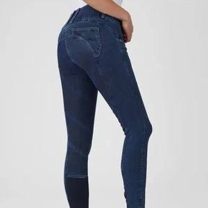 Best Selling Equestrian Clothing With Premium Technical <b>Denim</b> <b>Fabric</b> Custom Design Horse Riding Breeches Jodhpurs Pants - Product Image 3