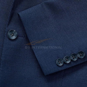 El traje elástico a medida Premium para hombre separa la chaqueta ajustada azul marino y los pantalones de vestir con tela elástica para negocios - Product Image 5