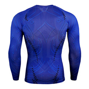 เสื้อรัดกล้ามเนื้อออกกำลังกายสำหรับผู้ชาย ขายส่ง มีสินค้าในสต็อก ระบายอากาศได้ดี พิมพ์ลายแบบ Sublimation ผ้ายืดสแปนเด็กซ์/โพลีเอสเตอร์ แขนยาว - Product Image 2