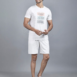 Ensemble short et t-shirt pour homme, été, décontracté, OEM/ODM, haute qualité, 100% coton, respirant, séchage rapide, grandes tailles - Product Image 3
