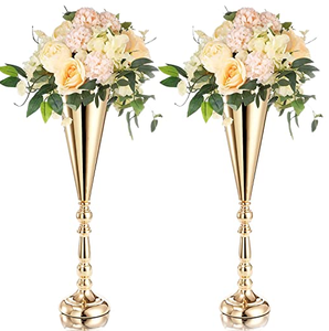 AK Laiton Premium Métal Trompette Fleur Vase Lot De 2 Avec Or Fini Unique Vase Pour Hôtel Décor/Désherbage Décor Ornements - Product Image 1