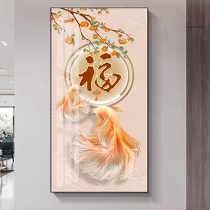 Living Room Entrance Decoration Modern Luxury Aluminum Alloy Vertical Abstract Hanging <strong>Light</strong> Eco-Friendly UV Printed <strong>Canvas</strong> - Product Image 5