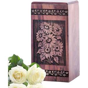Hand Carved Wood Urn <b>Box</b> OM Engraved <b>Wooden</b> <b>Box</b> for Humans Cremation Ashes Storage <b>Box</b> Factory Supply for Online Seller - Product Image 3