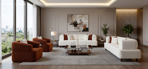 Midcentury Modern Velvet <b>Sofa</b> Set 3+2+1 Living Room Furniture Upholstered Chesterfield Style With Wood <b>Legs</b> - Product Image 6