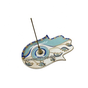 Porte-encens en céramique de haute qualité, écologique, en forme de main de Hamsa, parfum océanique, avec attrape-cendres, pour la maison, le bureau, le yoga, l'hôtel - Product Image 3