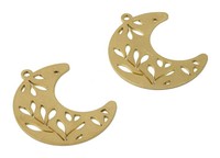 Beaux composants de bijoux en métal décoratif plaqué or en laiton filigrane de fleur en filigrane brillant pour la décoration
