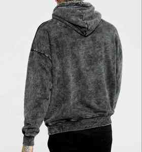 2024 hommes personnalisé lavage à l'acide blanc fermeture éclair à capuche hommes 100% coton Style Vintage fermeture éclair surdimensionné lavé sweats à capuche pour hommes - Product Image 5