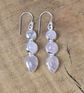 Piedra preciosa de cuarzo rosa de la mejor calidad, pendientes de diseñador hechos a mano de Plata de Ley 925, regalo de joyería de fiesta perfecto para cumpleaños - Product Image 4