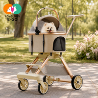 Poussette pour animaux de compagnie en alliage d'aluminium léger, pliable d'un clic, lavable, avec panier rétractable et séparable à une main pour le transport de chats et chiens