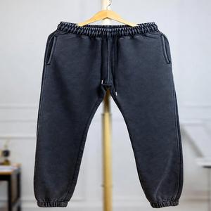 Custom Embroidered Cotton Fleece <b>Lace</b> Jogger Sweatpants for Men-Streetwear Gym Wear with <b>Elastic</b> Waist Private Label OEM Service - Product Image 4