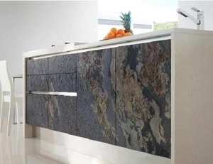 Sanjeevani Proveedor de chapa de piedra superior India 1-3mm de espesor Estilo blanco natural Pizarra Bloque exterior Parte posterior de resina 1-3mm de espesor - Product Image 5